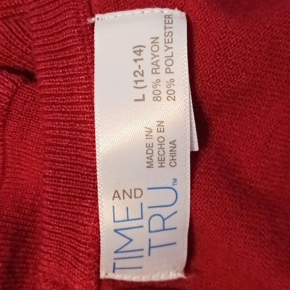 Time and Tru "Red Rum" Knit Topin Size Large (12-14) - Picture 5 of 7